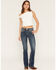 Image #3 - Miss Me Women's Medium Wash Mid Rise Longhorn Pocket Bootcut Stretch Denim Jeans, Medium Wash, hi-res