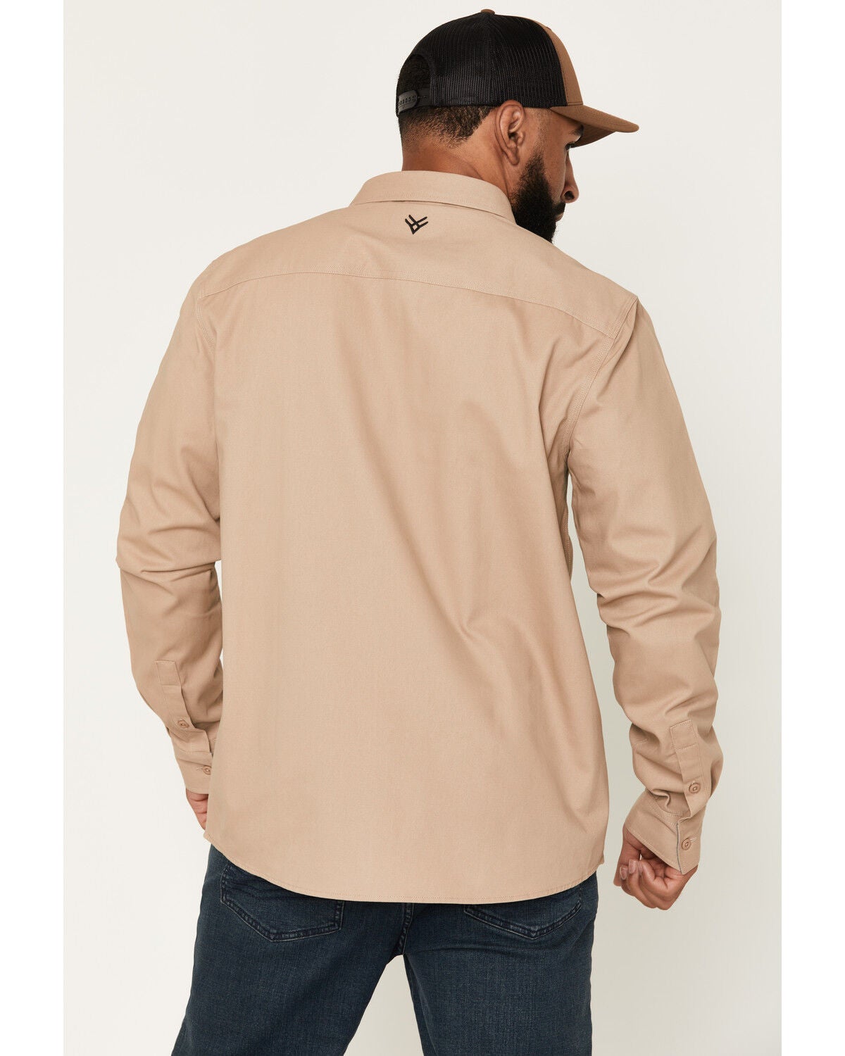 Image #4 - Hawx Men's Solid Long Sleeve Button-Down Work Shirt, Khaki, hi-res