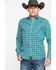 Rock 47 By Wrangler Men's Teal Geo Print Long Sleeve Western Shirt , Teal, hi-res