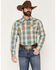 Image #1 - Cody James Men's Solstice Plaid Print Long Sleeve Snap Western Shirt, Light Blue, hi-res