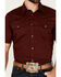 Image #3 - Gibson Trading Co Men's Solid Short Sleeve Snap Stretch Western Shirt, Burgundy, hi-res