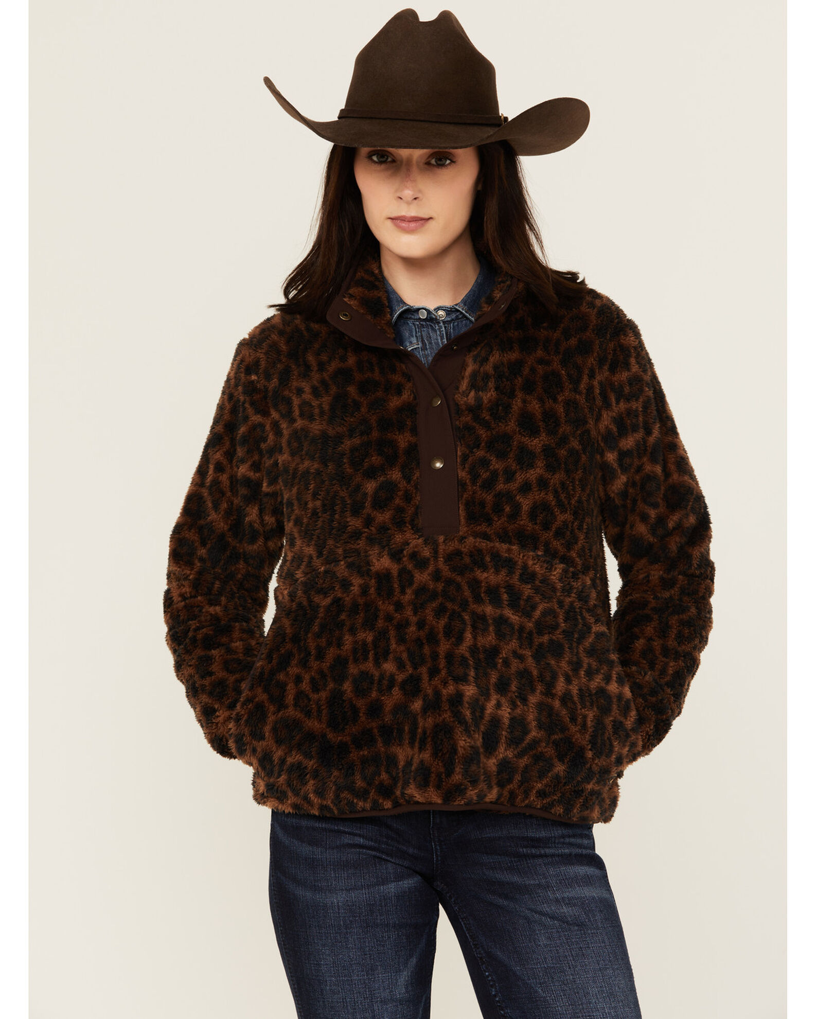 Leopard print sherpa pullover store