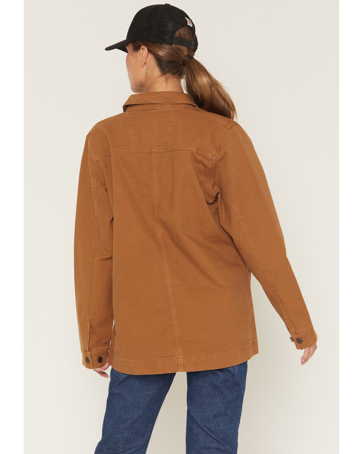Image #4 - Carhartt Women's Rugged Flex&reg; Loose Fit Canvas Chore Jacket, Brown, hi-res
