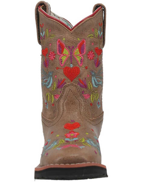Image #4 - Dan Post Girls' Embroidered Western Boots - Broad Square Toe, Taupe, hi-res