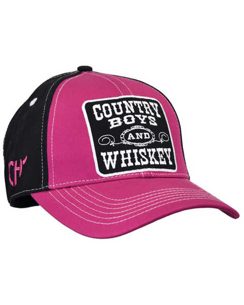 Cowgirl Hardware Women's Country Boys and Whiskey Ball Cap , Pink, hi-res