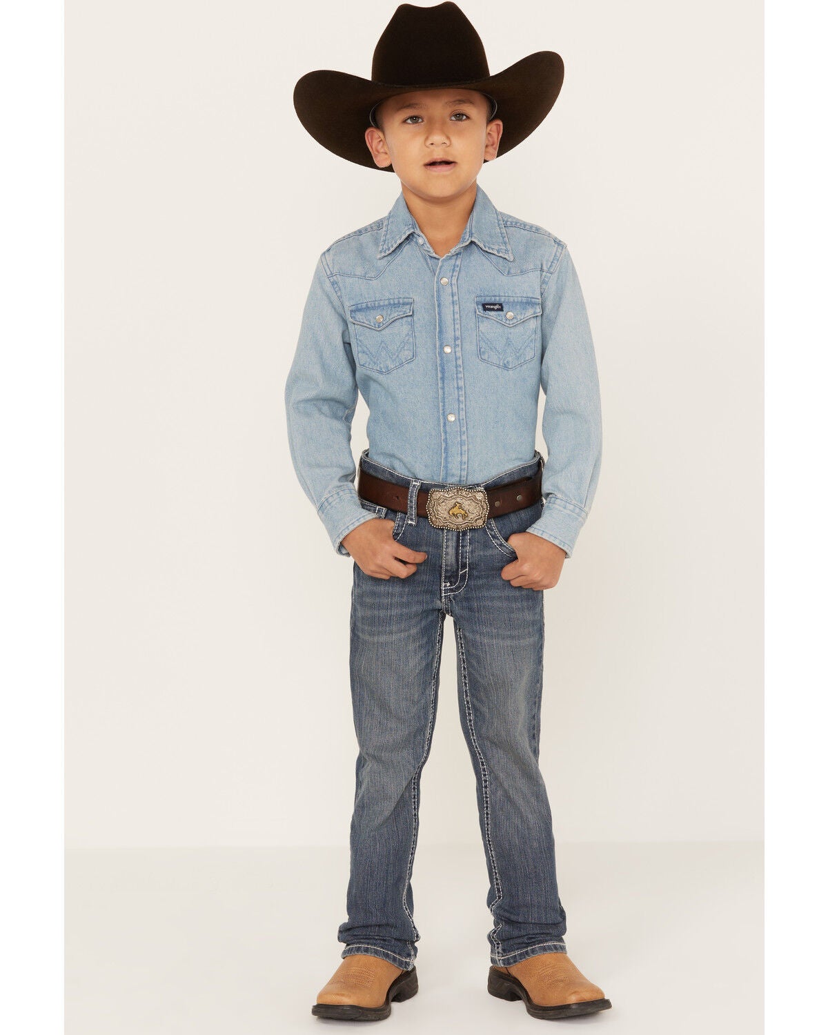 Cody James Little Boys' Stone Cold Wash Slim Bootcut Stretch Jeans - Size 4-8, Dark Medium Wash, hi-res