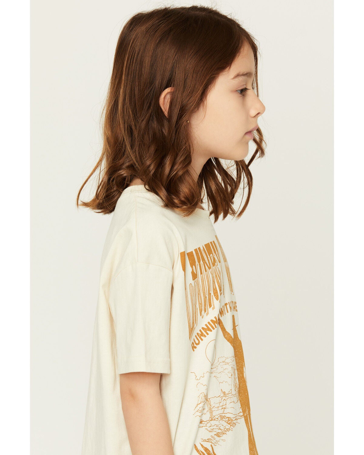 Image #2 - Wrangler X Lainey Wilson Girls' Silhouette Short Sleeve Graphic Tee, Cream, hi-res