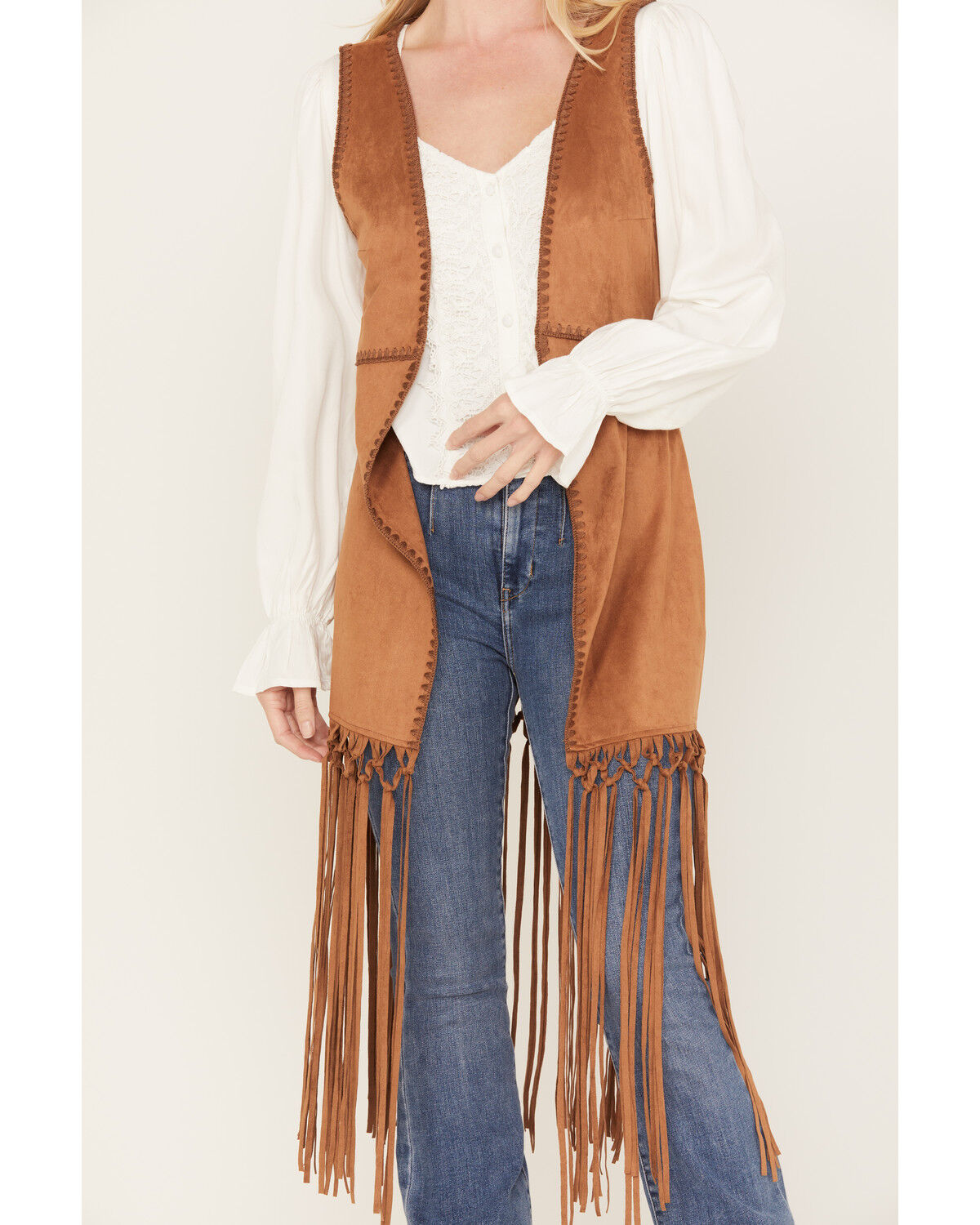 Image #3 - Shyanne Women's Faux Suede Fringe Vest, Brown, hi-res