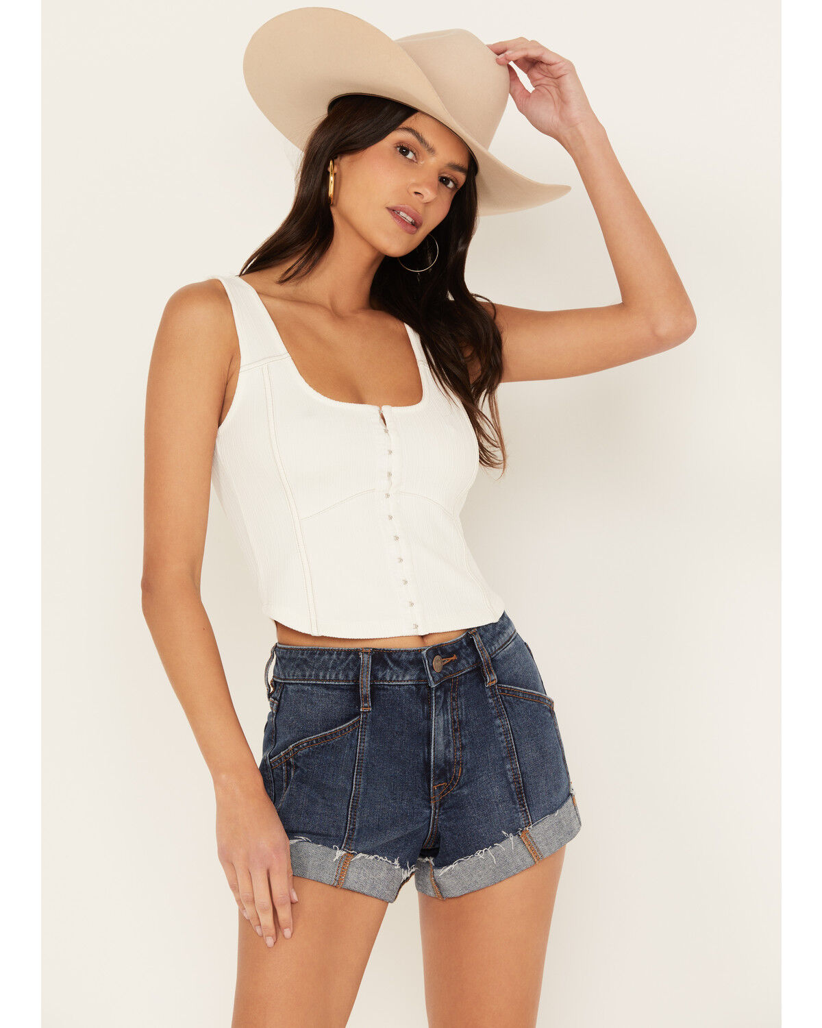 Image #1 - Shyanne Women's Corset Tank, White, hi-res