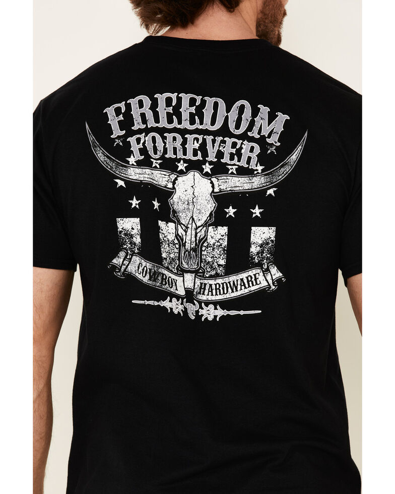 Cowboy Hardware Men's Black Freedom Forever Skull Graphic T-Shirt , Black, hi-res