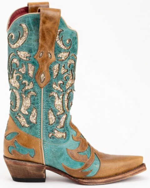 Image #2 - Ferrini Women's Country Glitz Western Boots - Square Toe, Cognac, hi-res