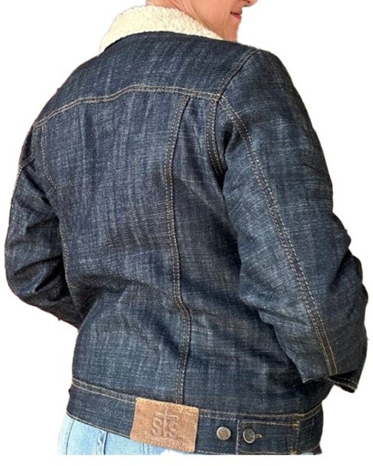 Image #2 - STS Ranchwear by Carroll Women's Dark Wash Denim Sherpa Jacket, Blue, hi-res