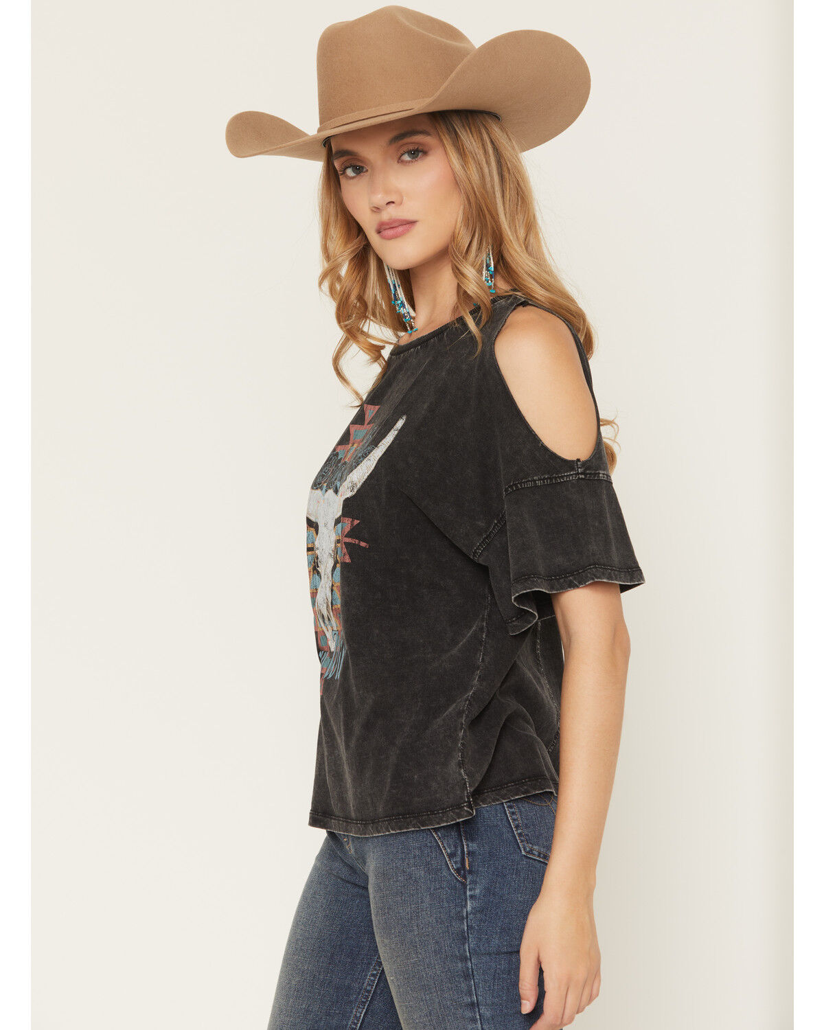 Image #2 - White Crow Women's Run Wild Cold Shoulder Short Sleeve Graphic Tee, Black, hi-res