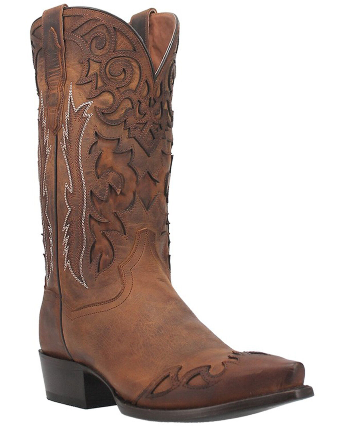 Image #1 - Dan Post Men's Denton All-Over Overlay Western Boots - Snip Toe, Tan, hi-res