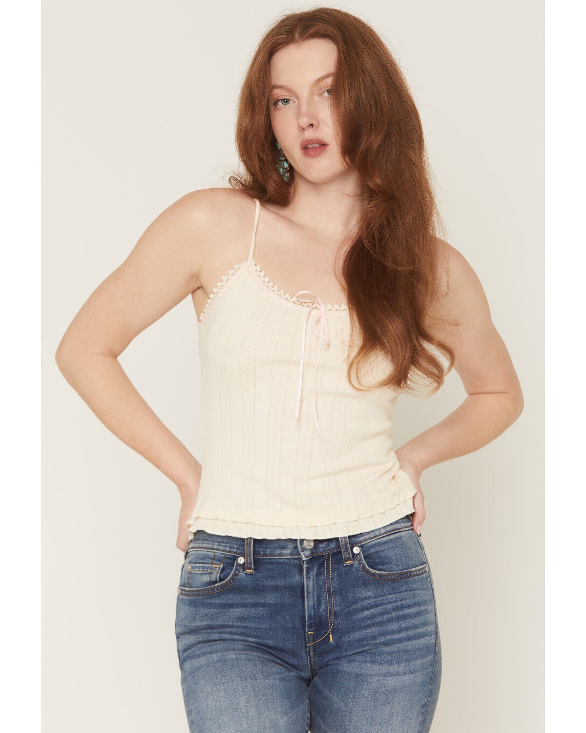 Miss Me Women's Bow Tank Top, Natural, hi-res