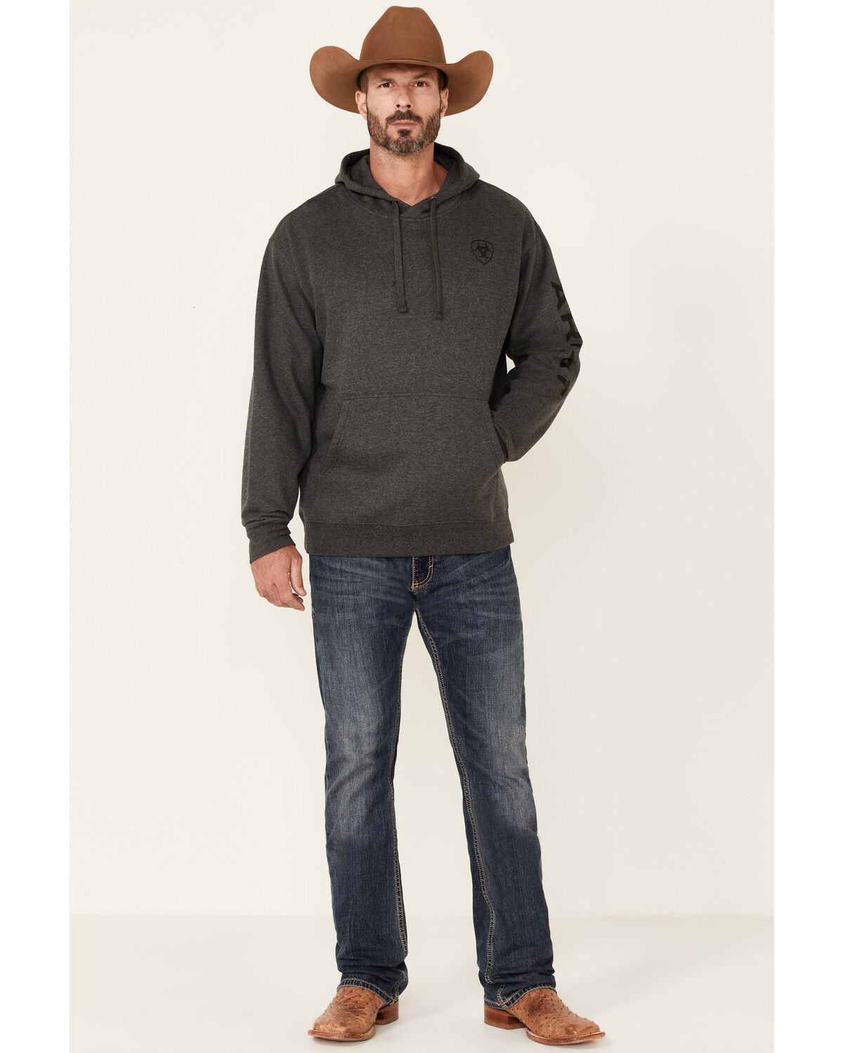 Image #2 - Ariat Men's Boot Barn Exclusive Sleeve Logo Pullover Hooded Sweatshirt , , hi-res