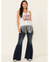 Shyanne Women's I Love America Graphic Fringe Hem Tank Top , White, hi-res