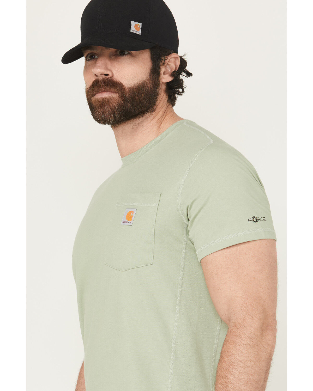 Image #2 - Carhartt Men's Force Relaxed Midweight Logo Pocket Short Sleeve Work T-Shirt, Sage, hi-res