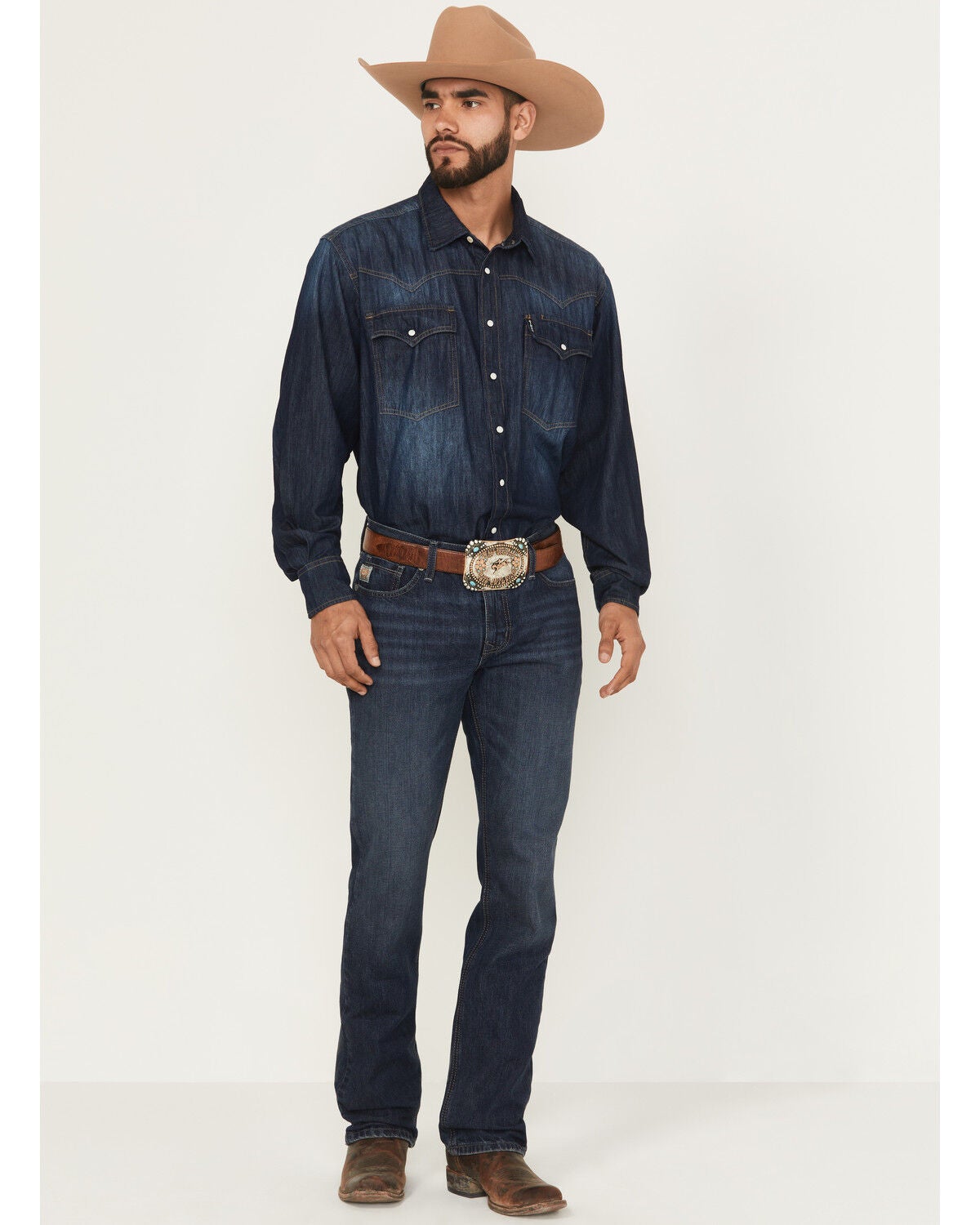 Cinch Men's Ian Dark Wash Slim Boot Denim Jeans, Indigo, hi-res