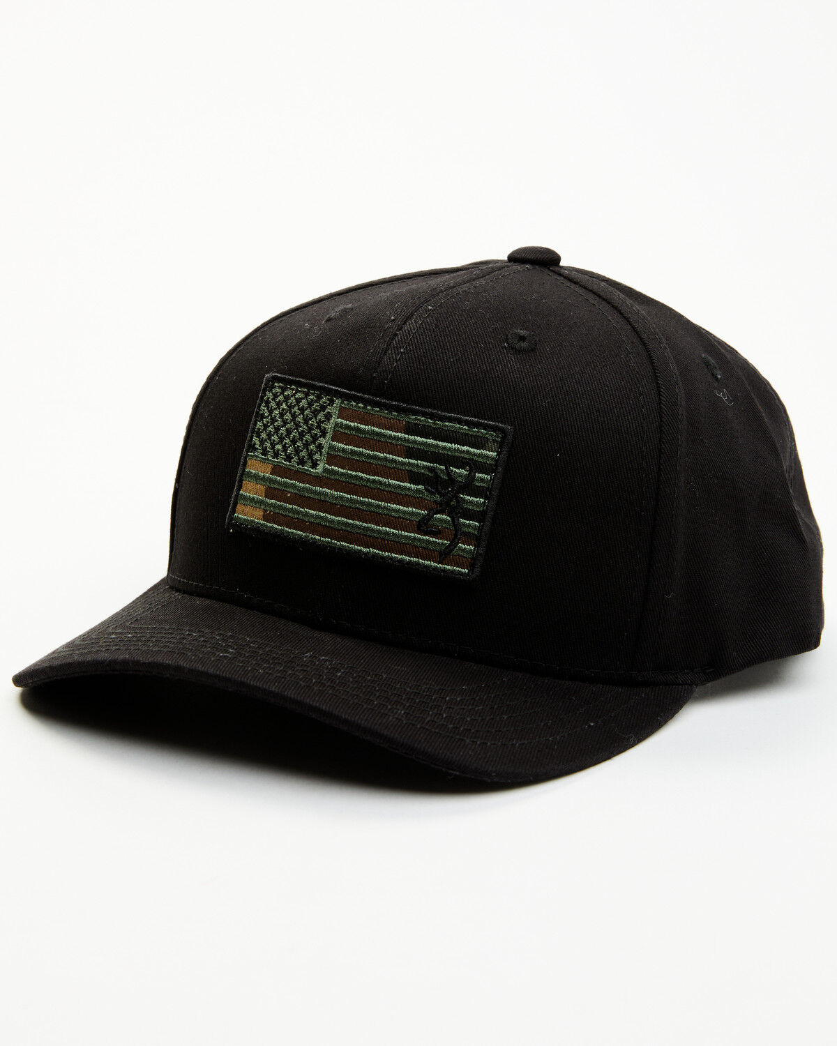 Image #1 - Browning Men's Woodland Flag Ball Cap, Black, hi-res