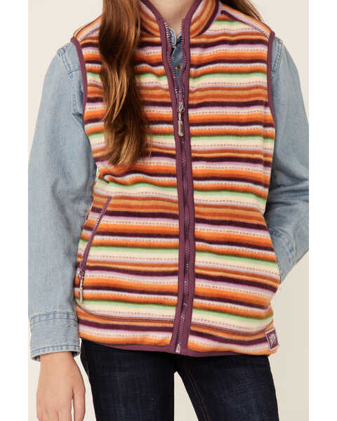 Image #3 - Hooey Girls' Serape Print Reversible Zip-Front Fleece Vest, Purple, hi-res
