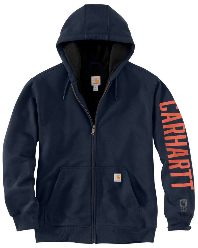 Carhartt Men's New Navy Original Fit Lined Graphic Zip Front Work Sweatshirt - Big , Navy, hi-res