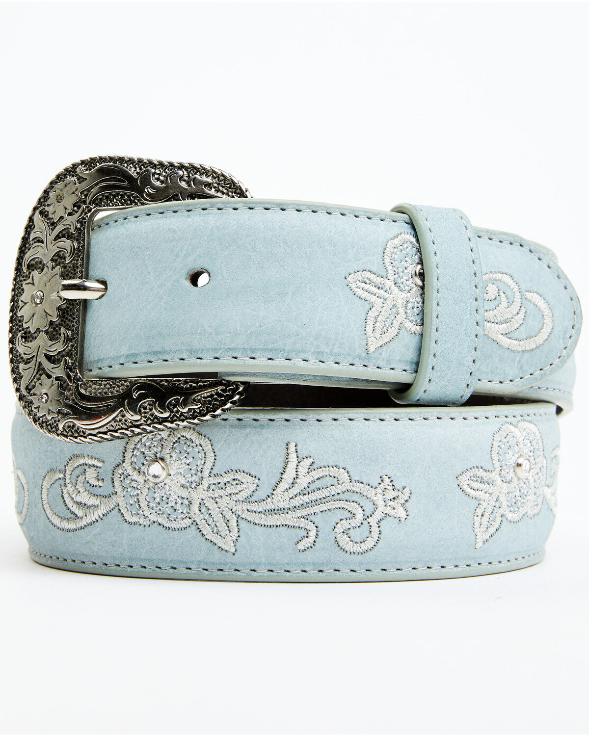 Image #1 - Shyanne Women's Embroidered Floral Belt, Light Blue, hi-res