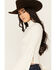 Image #2 - Shyanne Women's Rib Knit Mock Neck Bell Sleeve Top, Cream, hi-res