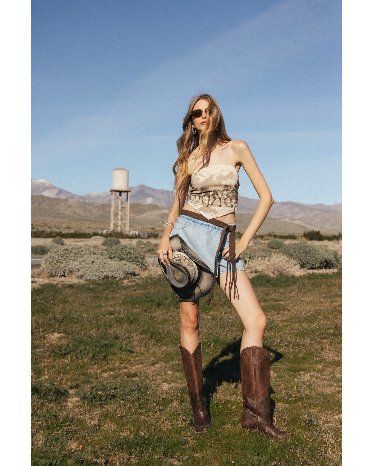 Image #2 - Cleo + Wolf Women's Running Horse Strapless Tie Top, Natural, hi-res