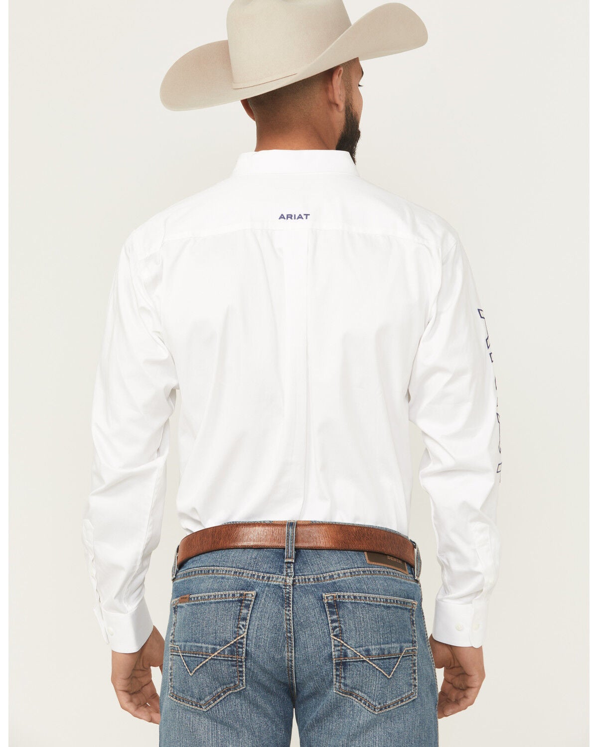Image #4 - Ariat Men's Team Logo Solid Long Sleeve Button-Down Western Shirt, White, hi-res