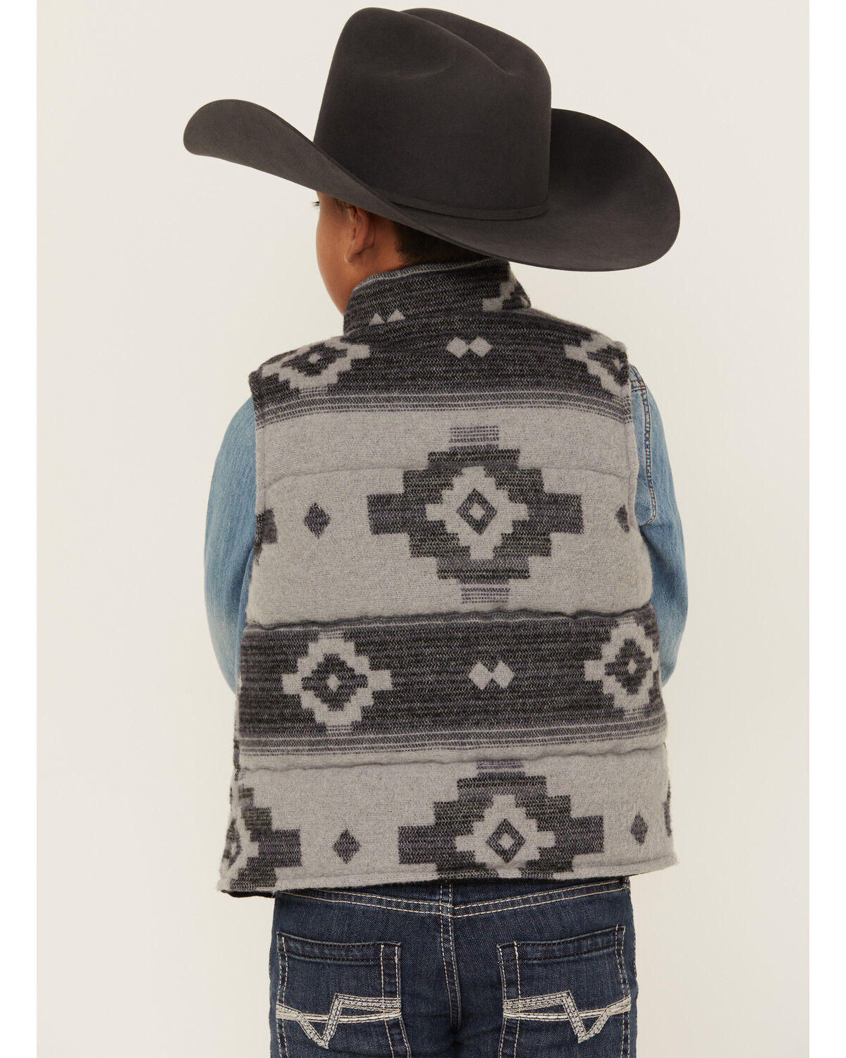 Image #4 - Cody James Boys' Sunset Reversible Jacquard Puffer Vest, Grey, hi-res