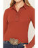 Image #3 - Shyanne Women's Contrast Cuff Collar Long Sleeve Top, Saddle, hi-res