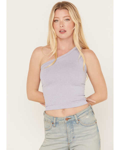Image #1 - Fornia Women's Top One One Shoulder Ribbed Cami Top, Lavender, hi-res