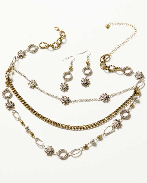 Shyanne Women's Champagne Chateau Jasper Multilayered Necklace & Earrings Set, Multi, hi-res