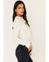 Image #3 - Idyllwind Women's Embroidered Tie Front Knit Long Sleeve Western Pearl Snap Shirt, Ivory, hi-res