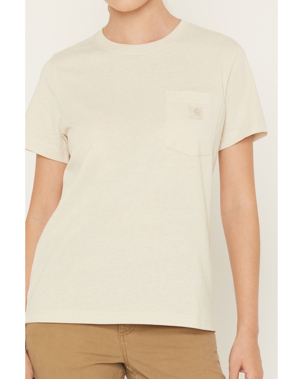 Image #3 - Carhartt Women's Relaxed Fit Lightweight Short Sleeve Pocket Tee, Cream, hi-res