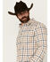 Image #2 - Brothers and Sons Men's Alva Plaid Print Long Sleeve Button-Down Western Shirt, White, hi-res