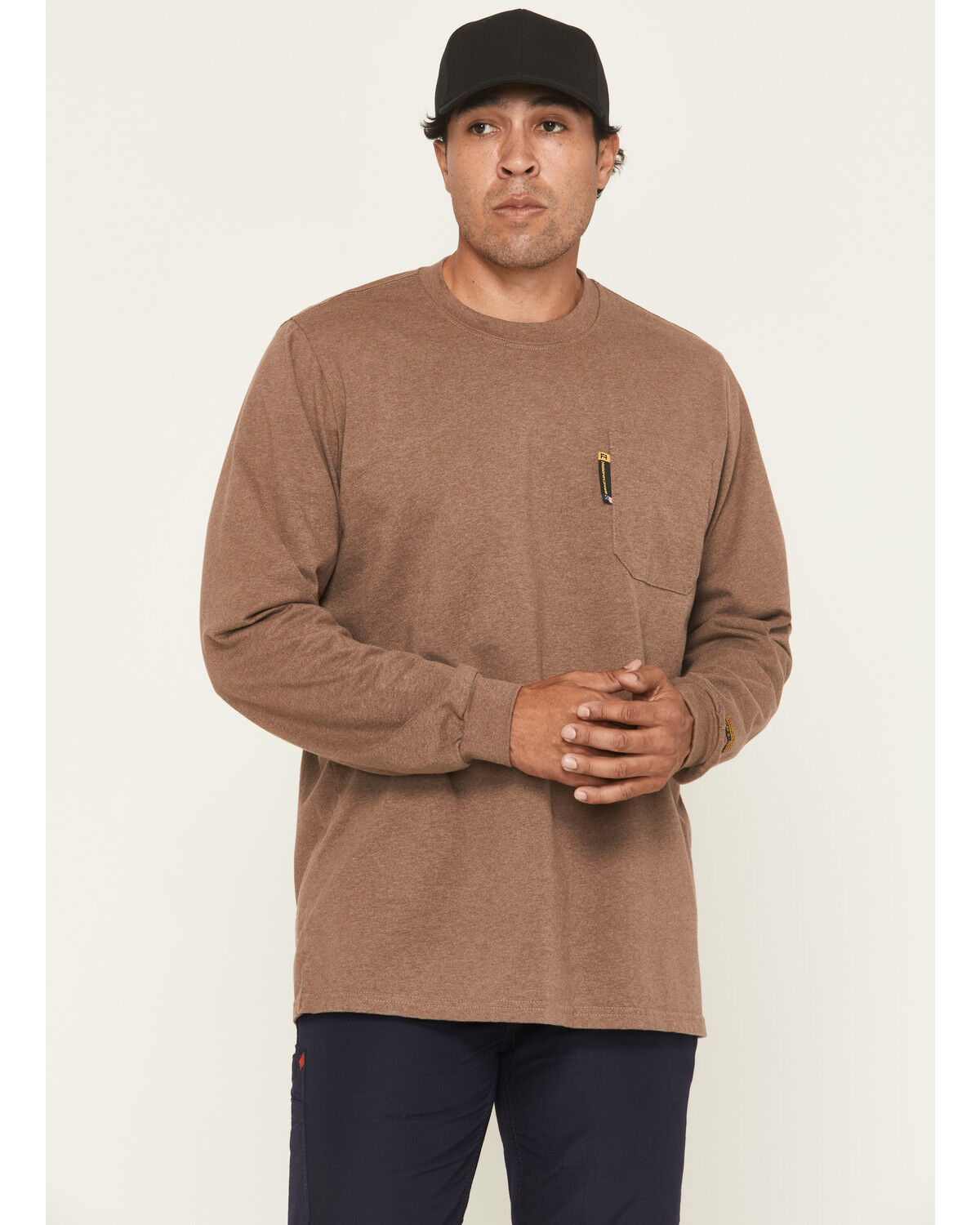 Image #2 - Benchmark FR Men's FR Essential Oils Long Sleeve Graphic Work T-Shirt, Heather Brown, hi-res