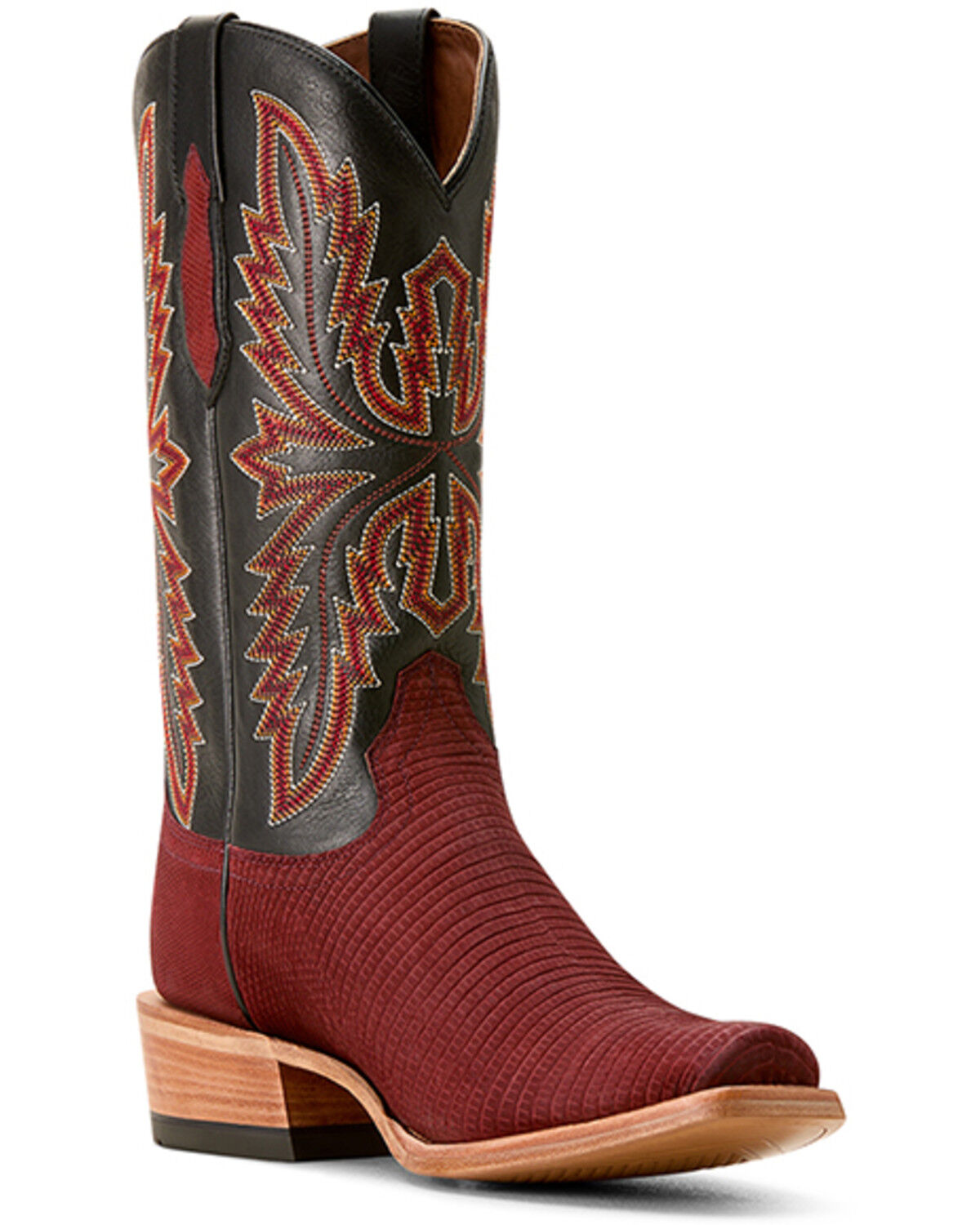 Image #1 - Ariat Men's Futurity Relentless Gold Rush Exotic Lizard Western Boots - Square Toe, Red, hi-res