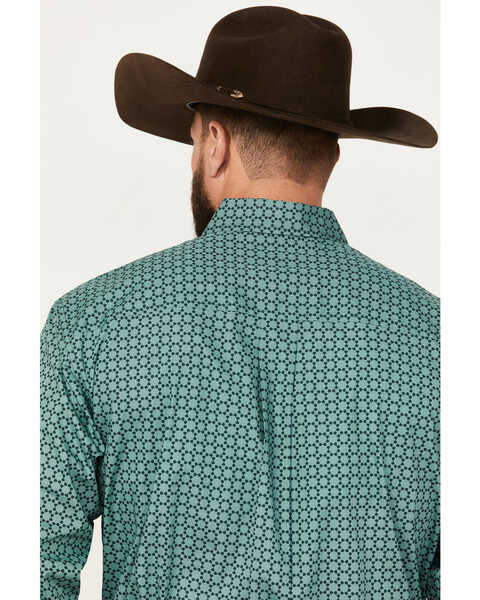 Image #4 - Cinch Men's Geo Print Long Sleeve Button-Down Western Shirt, Green, hi-res