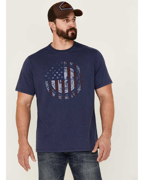 Brothers and Sons Men's Badge Slub Graphic Short Sleeve T-Shirt , Navy, hi-res