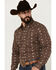Image #2 - Ely Walker Men's Floral Striped Long Sleeve Pearl Snap Western Shirt, Brown, hi-res