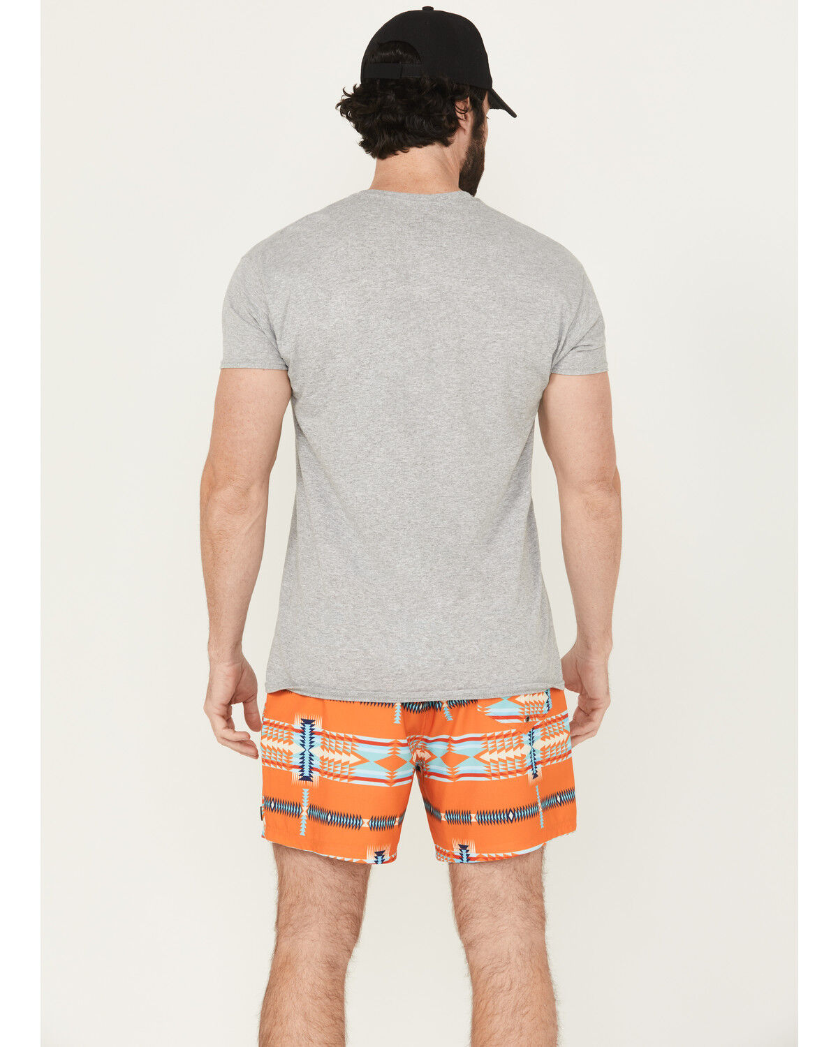 Image #3 - Panhandle Men's Southwestern Print Stretch Board Shorts, Orange, hi-res