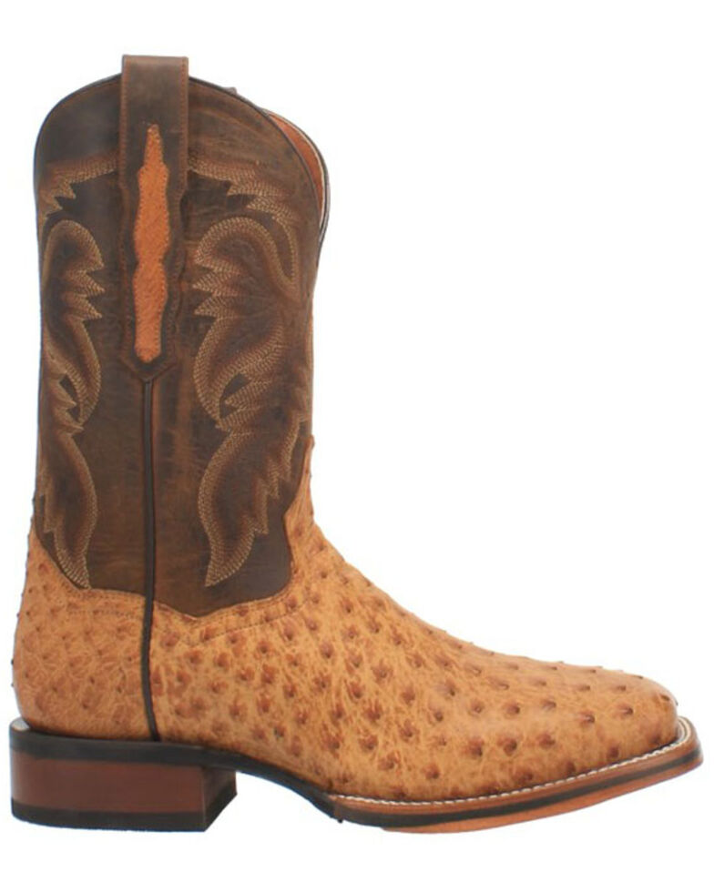 Dan Post Men's Kershaw Exotic Ostrich Skin Western Boots - Wide Square Toe, Tan, hi-res