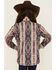 Image #4 - Shyanne Girls' Southwestern Striped Print Long Sleeve Snap Shacket, Fuchsia, hi-res