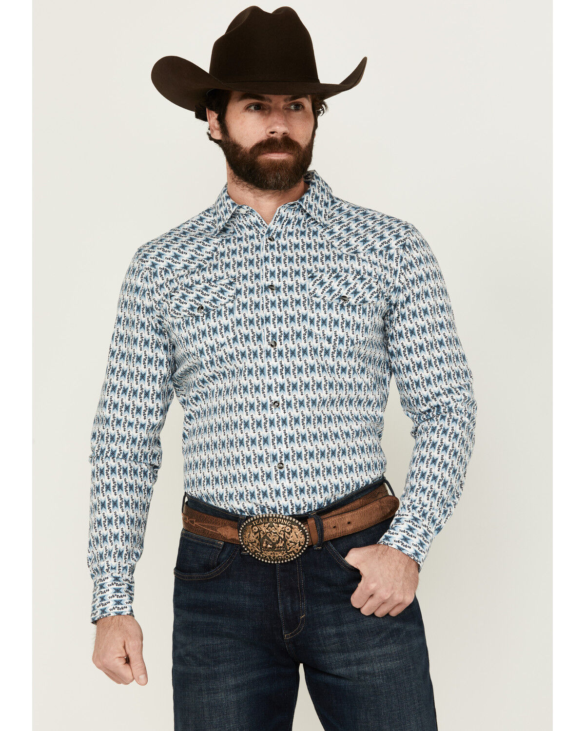 Image #1 - Gibson Men's Stevenson Floral Print Long Sleeve Snap Western Shirt, White, hi-res