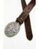 Image #2 - Shyanne Women's American Cowgirl Floral Tooled Buckle Belt, Brown, hi-res