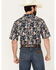 Image #4 - Ariat Men's Omer Print Fitted Short Sleeve Button-Down Western Shirt, Dark Blue, hi-res