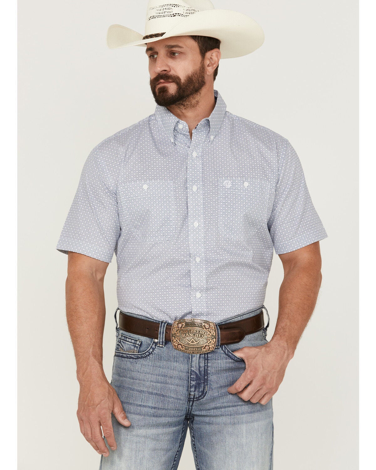 Short Sleeve Button-Down Western Shirt 
