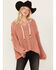 Image #1 - POL Women's Cable Knit Sweater Hoodie , Rust Copper, hi-res
